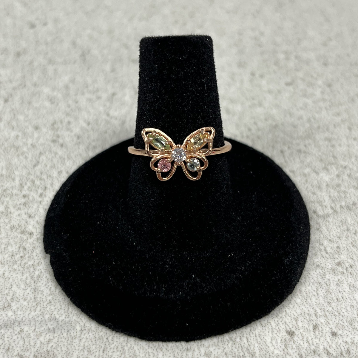 Ring Butterfly with 4 Different Stones in the Wings and one centered ajustable